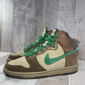 Nike Dunk High Premium SB Tweed Classic Green Sneakers Womens 7.5 I Mens 6 Brown